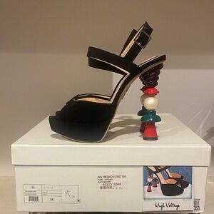 Charlotte Olympia Black Heels with Multicolor Beaded Heel